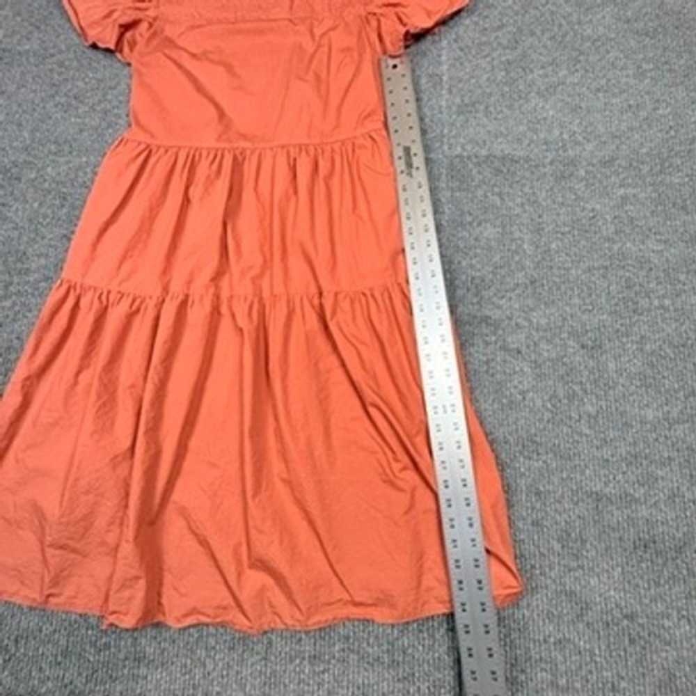 Who What Wear Womens XL Coral Orange Tiered Cotton Flutter Sleeve Midi Dress - Picture 5 of 15